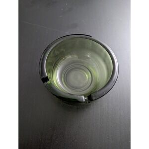 Mid Century Modern Vintage 2-Slot Cigarette Ashtray Green Heavy Glass
